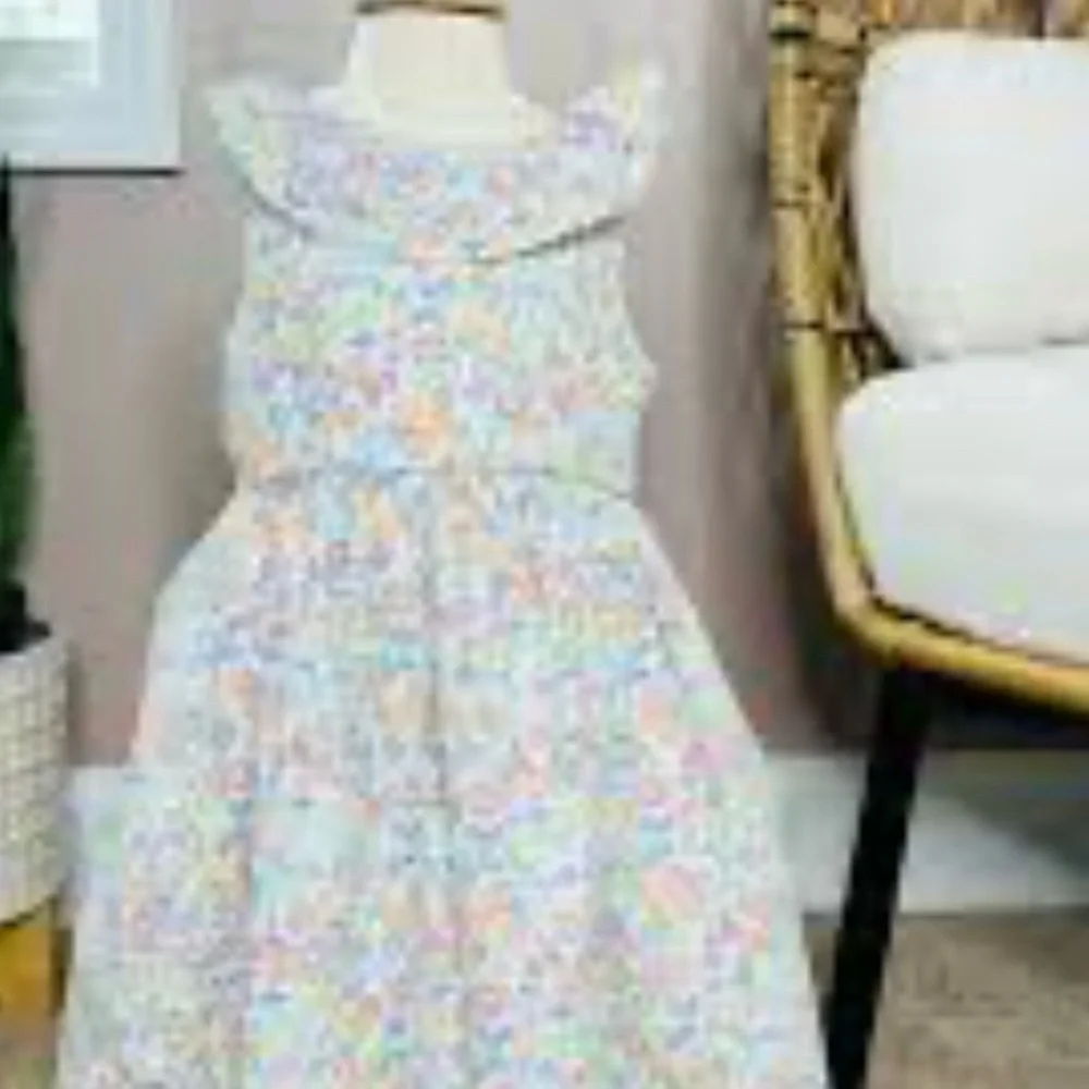 Tommy Bahama girl size 6 floral line‎ ruffle sleeveless dress with back bow